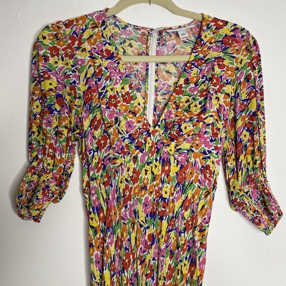RIXO FOR TARGET FLORAL MULTICOLOR PUFF SLEEVE MAXI DRESS Size 2 - Picture 5 of 6